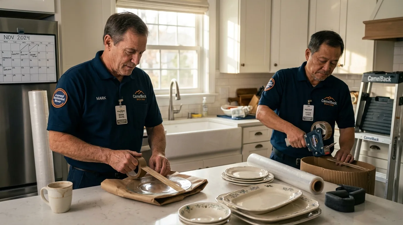 Professional crew packing kitchen dishware in Ogallala, NE